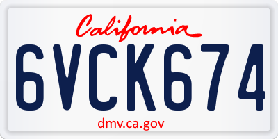 CA license plate 6VCK674
