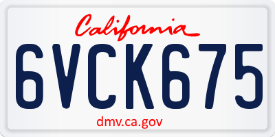 CA license plate 6VCK675