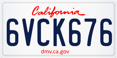 CA license plate 6VCK676