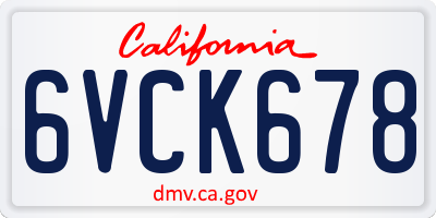 CA license plate 6VCK678