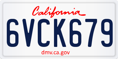 CA license plate 6VCK679