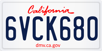 CA license plate 6VCK680