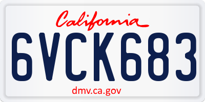 CA license plate 6VCK683