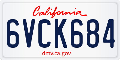 CA license plate 6VCK684