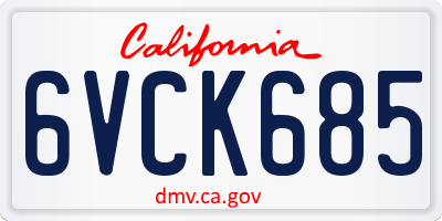CA license plate 6VCK685