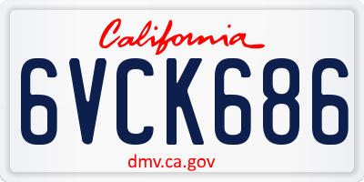 CA license plate 6VCK686