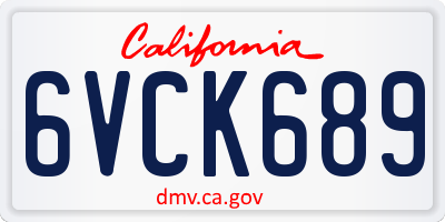 CA license plate 6VCK689