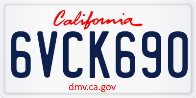 CA license plate 6VCK690