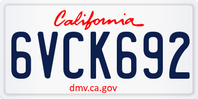CA license plate 6VCK692