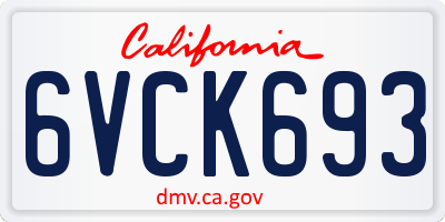 CA license plate 6VCK693