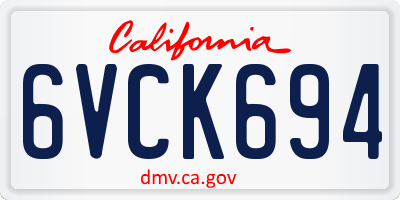 CA license plate 6VCK694