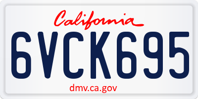 CA license plate 6VCK695