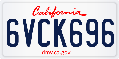 CA license plate 6VCK696