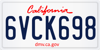 CA license plate 6VCK698