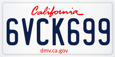CA license plate 6VCK699
