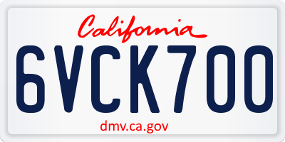 CA license plate 6VCK700