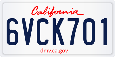 CA license plate 6VCK701