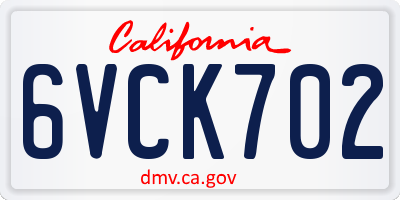 CA license plate 6VCK702