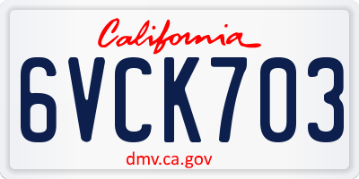 CA license plate 6VCK703