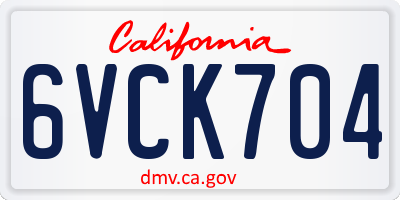 CA license plate 6VCK704