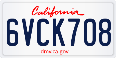 CA license plate 6VCK708