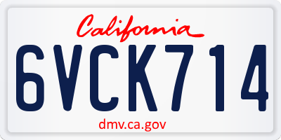 CA license plate 6VCK714