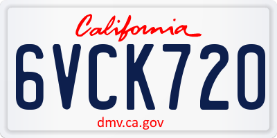 CA license plate 6VCK720