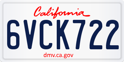 CA license plate 6VCK722