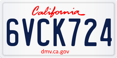 CA license plate 6VCK724