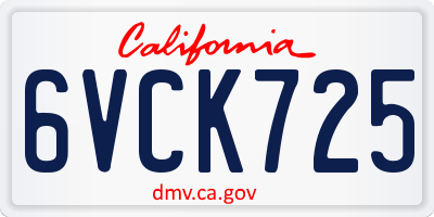 CA license plate 6VCK725