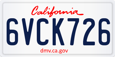 CA license plate 6VCK726