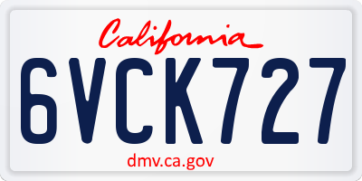 CA license plate 6VCK727