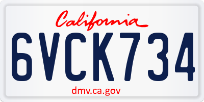 CA license plate 6VCK734