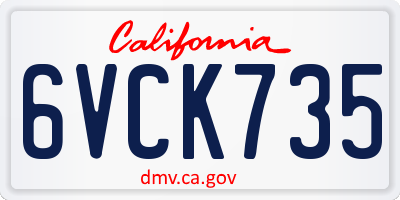 CA license plate 6VCK735