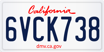 CA license plate 6VCK738