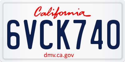CA license plate 6VCK740