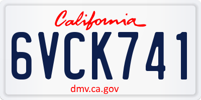 CA license plate 6VCK741