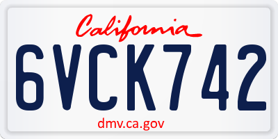 CA license plate 6VCK742
