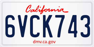 CA license plate 6VCK743