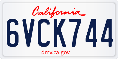 CA license plate 6VCK744