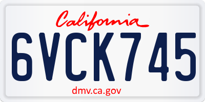 CA license plate 6VCK745