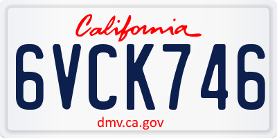 CA license plate 6VCK746