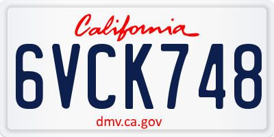 CA license plate 6VCK748