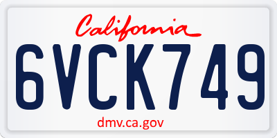 CA license plate 6VCK749