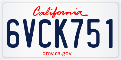 CA license plate 6VCK751