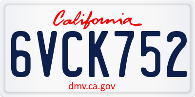 CA license plate 6VCK752