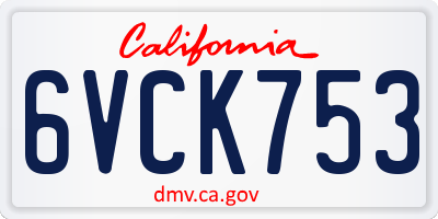 CA license plate 6VCK753