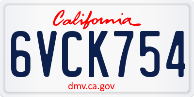 CA license plate 6VCK754