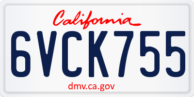 CA license plate 6VCK755