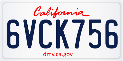 CA license plate 6VCK756